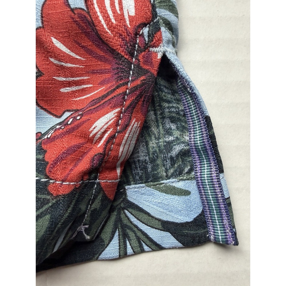 NWT Tommy Bahama Garden of Hope and Courage Shirt Large Aqua Ice Hawaiian Floral - Picture 8 of 9